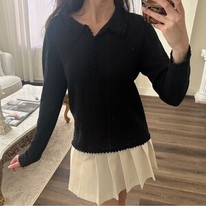 Doen black mia henley longsleeve top